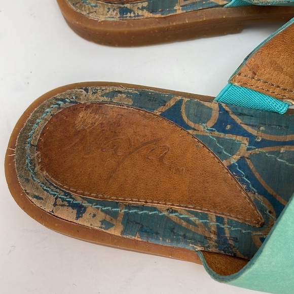 Naya Sandals Open Toe Strappy Teal Green Leather Zoe 6.5 - Picture 6 of 9